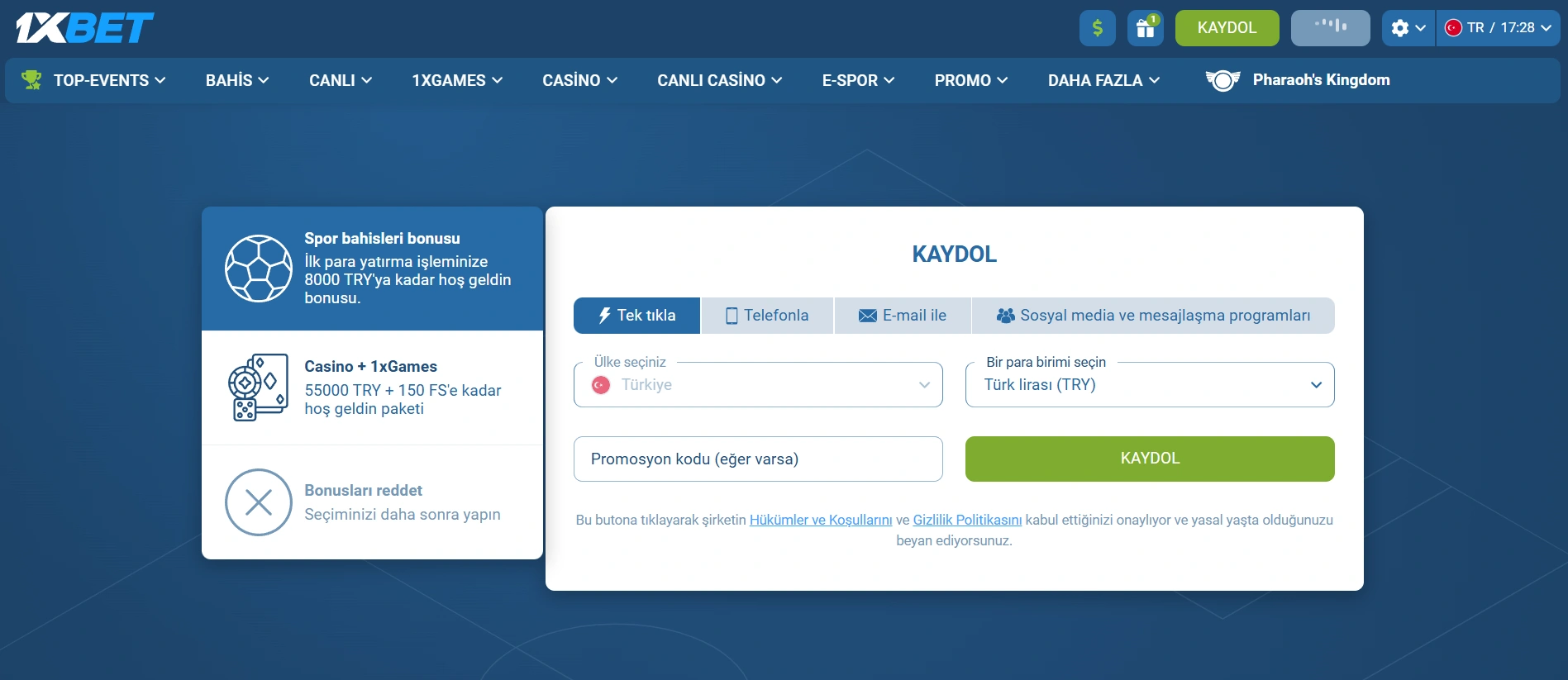 1xBet’e kayıt ve giriş 1xBet’e kayıt ve giriş